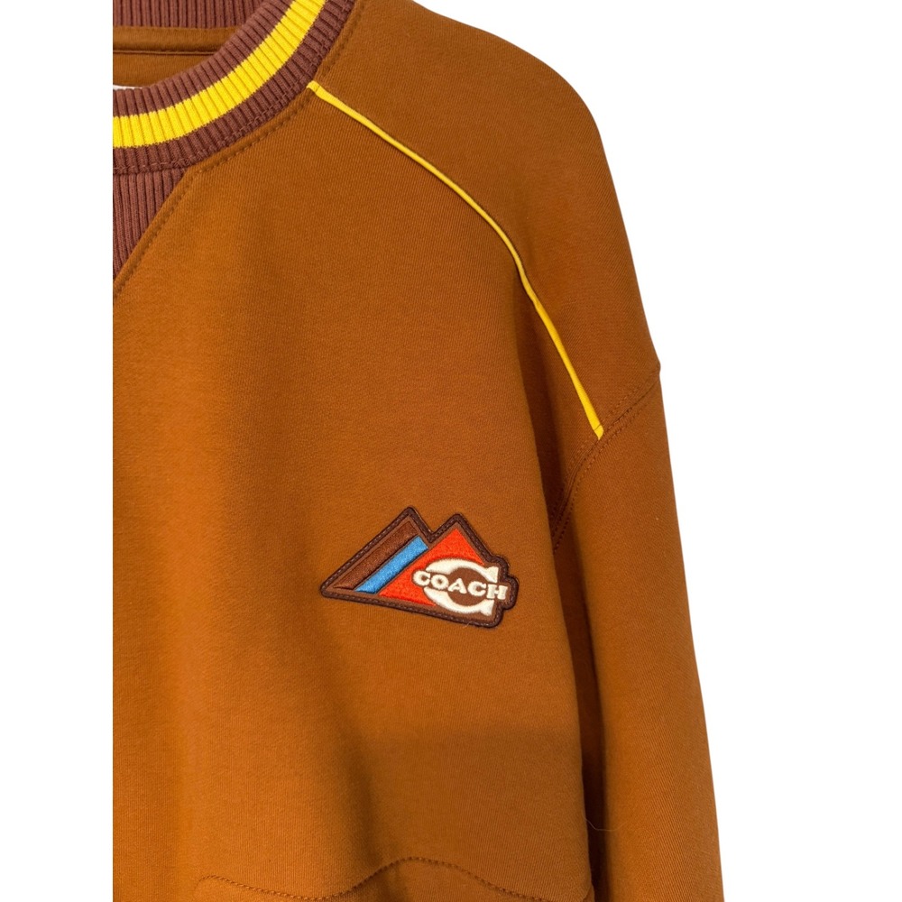 Coach FW22 Forever Caramel Logo Crewneck Sweatshirt Mens XS Brown CD209 - Picture 5 of 9
